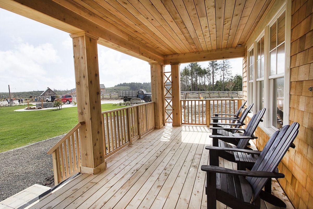 Covered front porch with outdoor seating