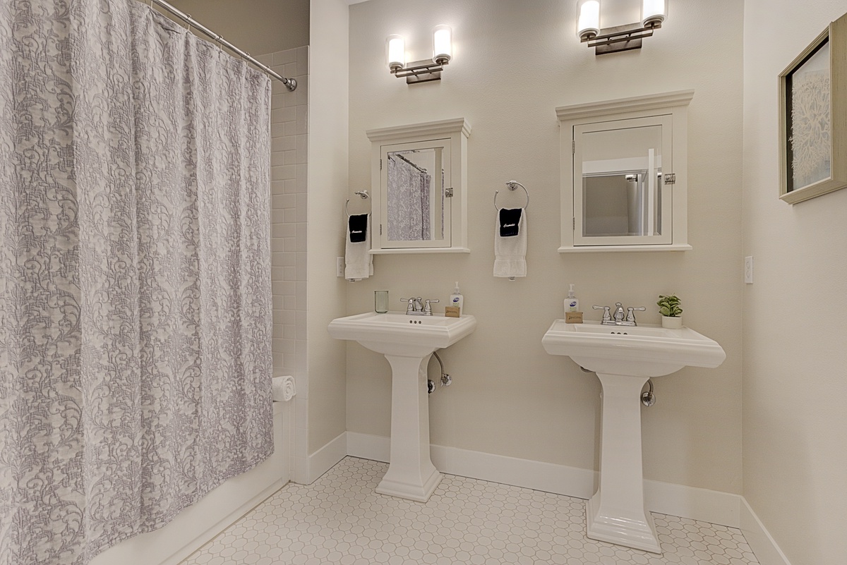 Shared bathroom designed for ease during your stay