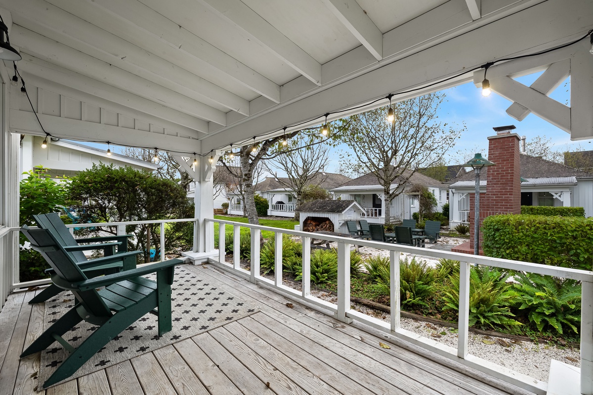 Covered front porch overlooking the park