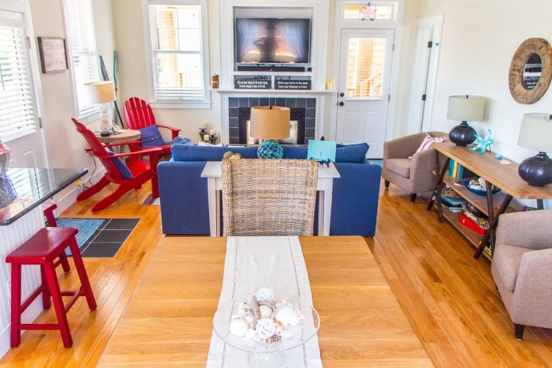 Family Room with fireplace and flat screen t.v.