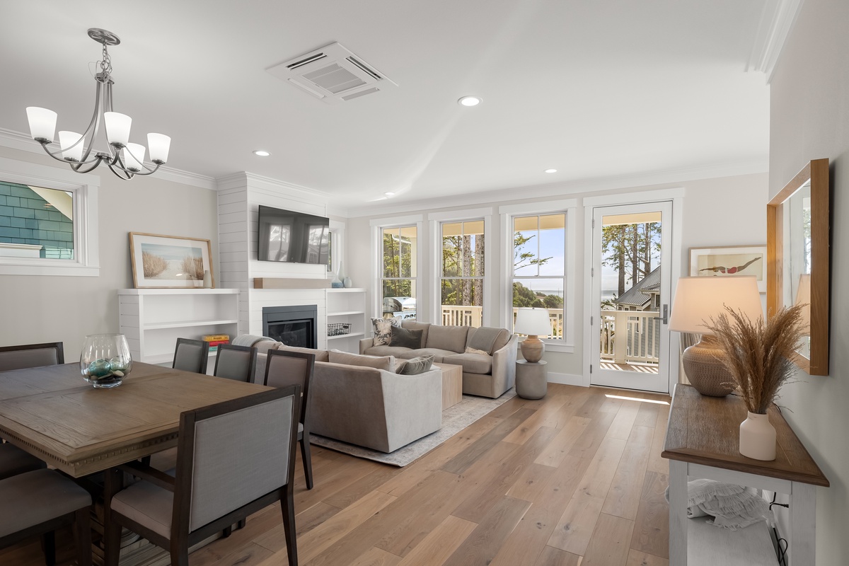 living room with ocean views