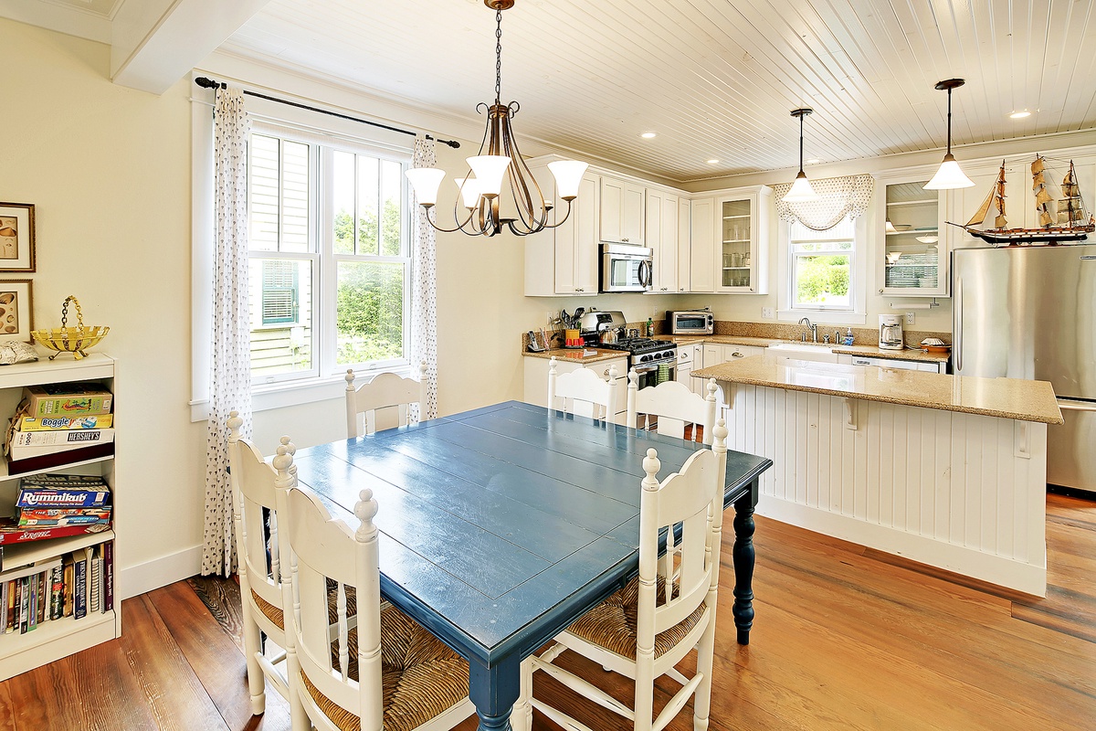 Dining room table that seats up to eight