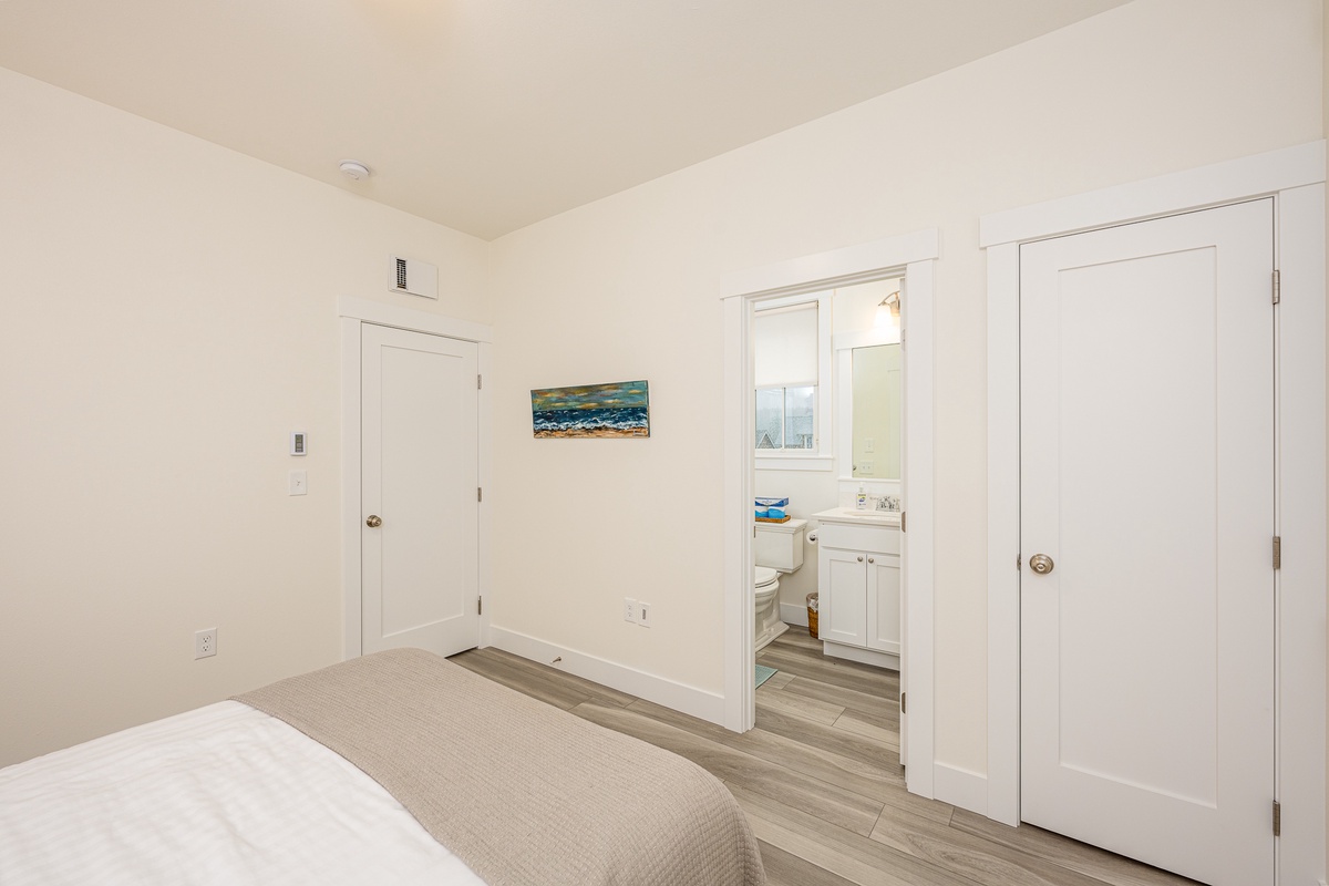 The queen bedroom has a spa-like ensuite bathroom