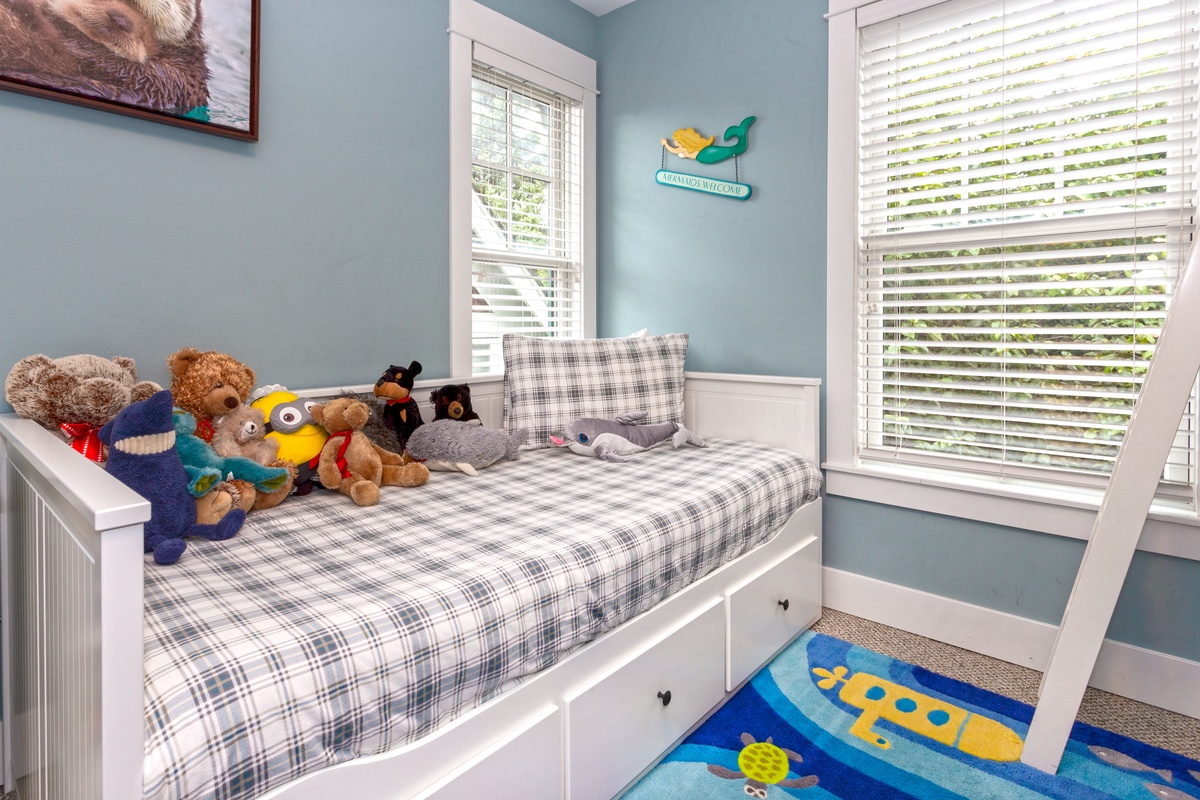 Snuggle up in the trundle bed in the bunk room