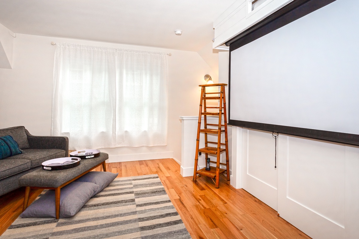 Projection screen top floor media room