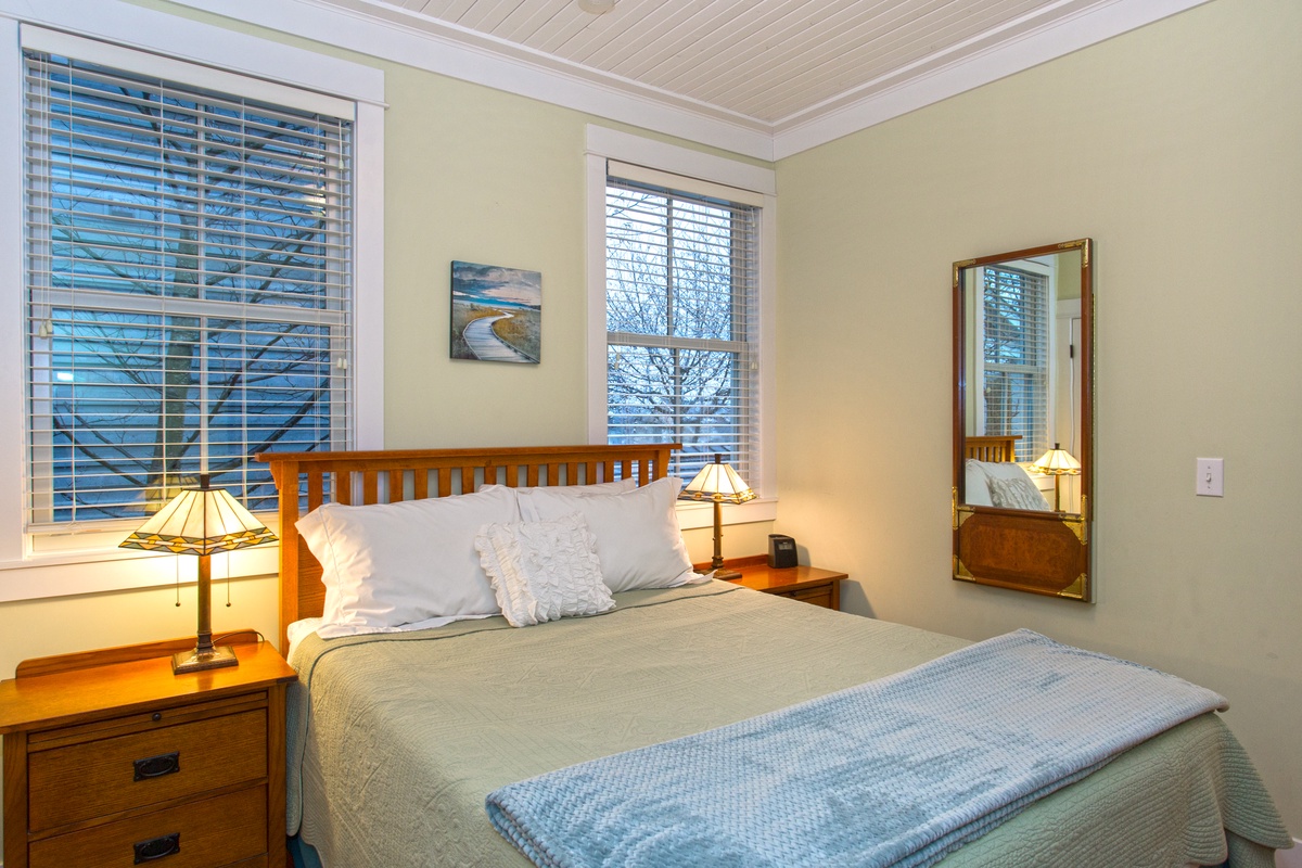 Comfortable queen bed for restful sleep