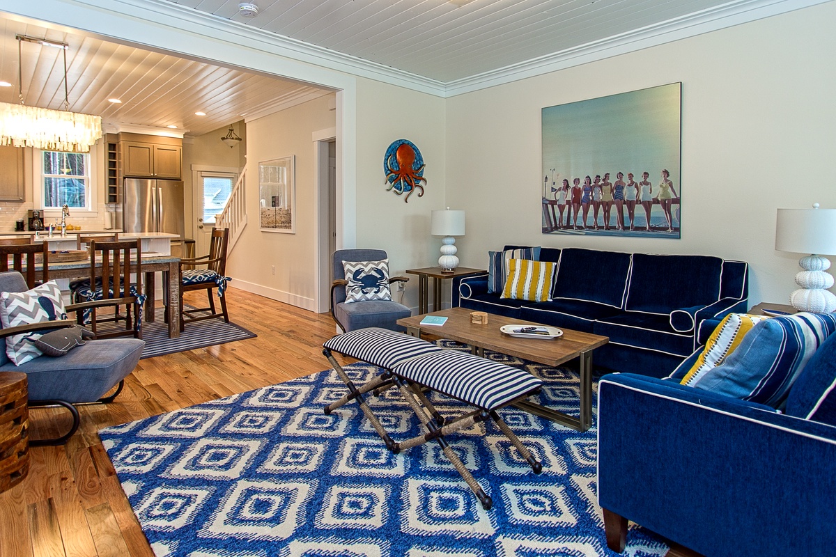 Living room open floor plan into dining