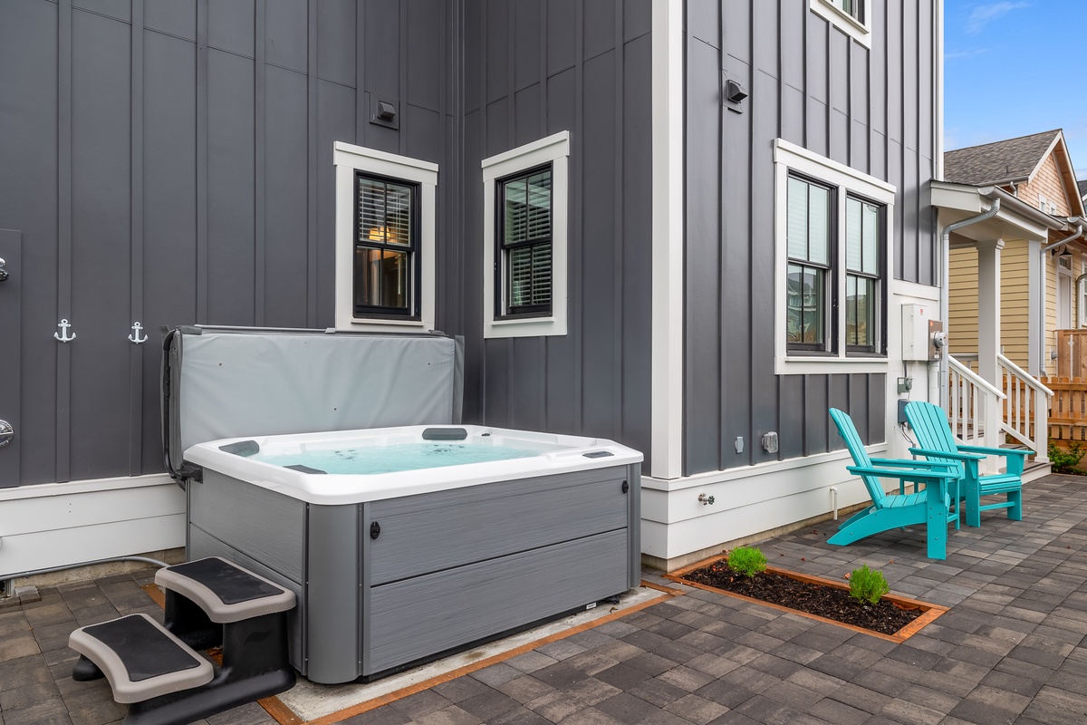 Take a dip in the spacious hot tub