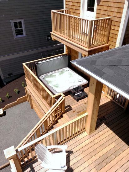 Hot tub on back porch