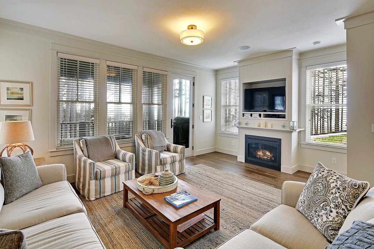 Gas fireplace and tv in living room