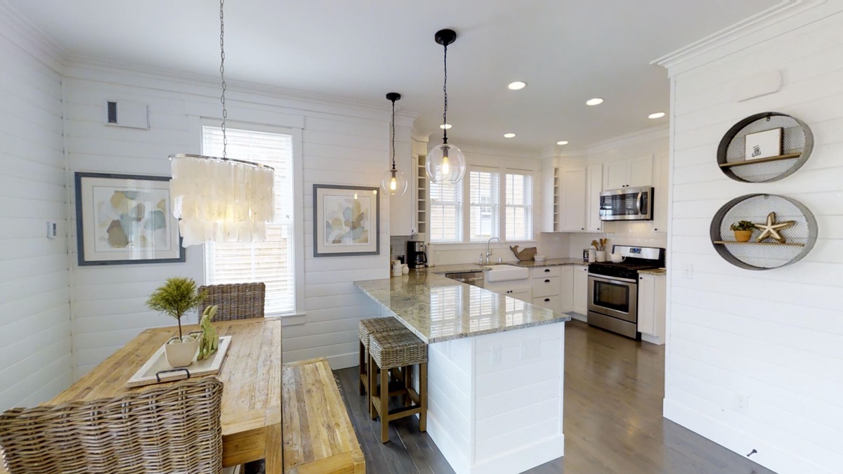 Dining table with bench style seating