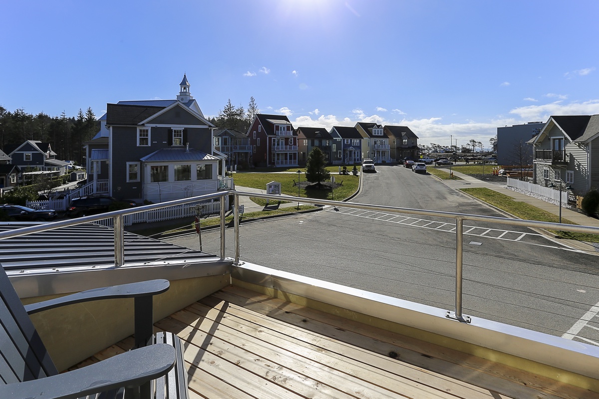 View from private balcony in primary king bedroom