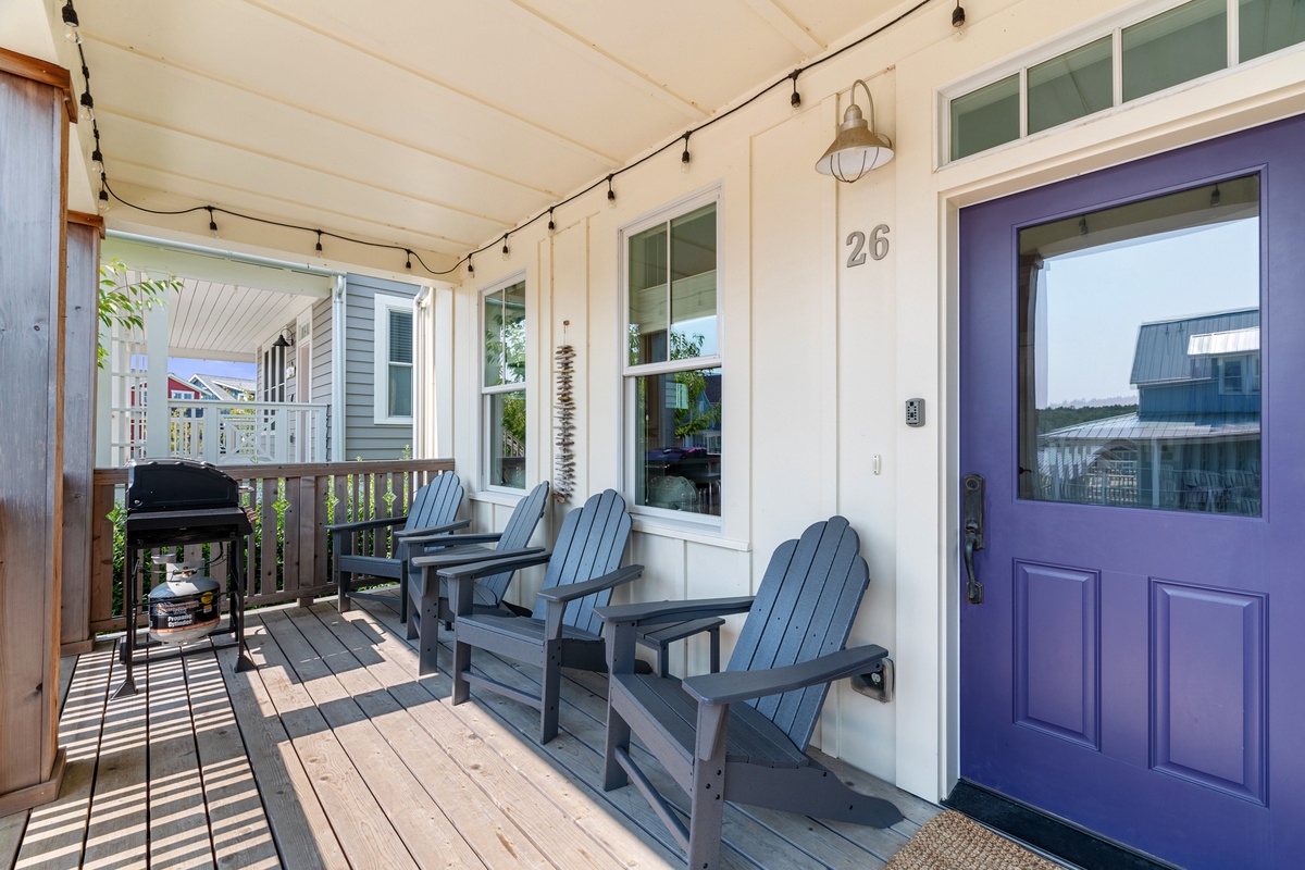 Relax on the covered front porch