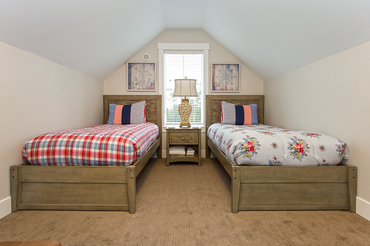 Two twin beds in the loft
