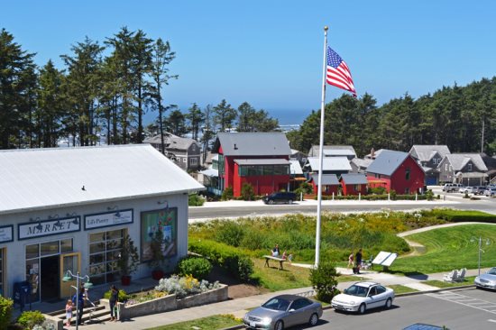 View of Sunset Magazine Idea Homes and the ocean from Rainbow`s End