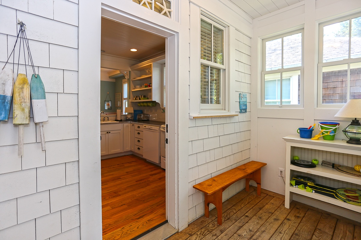 Mudroom entry from the back of the home