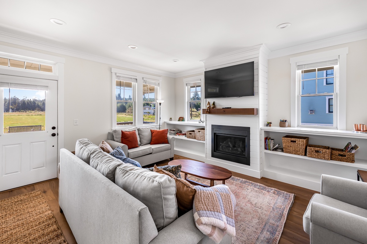 living room with fireplace