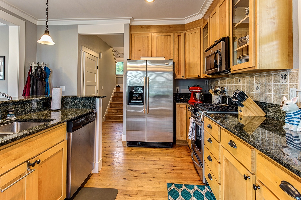 Kitchen and stairway to the second floor