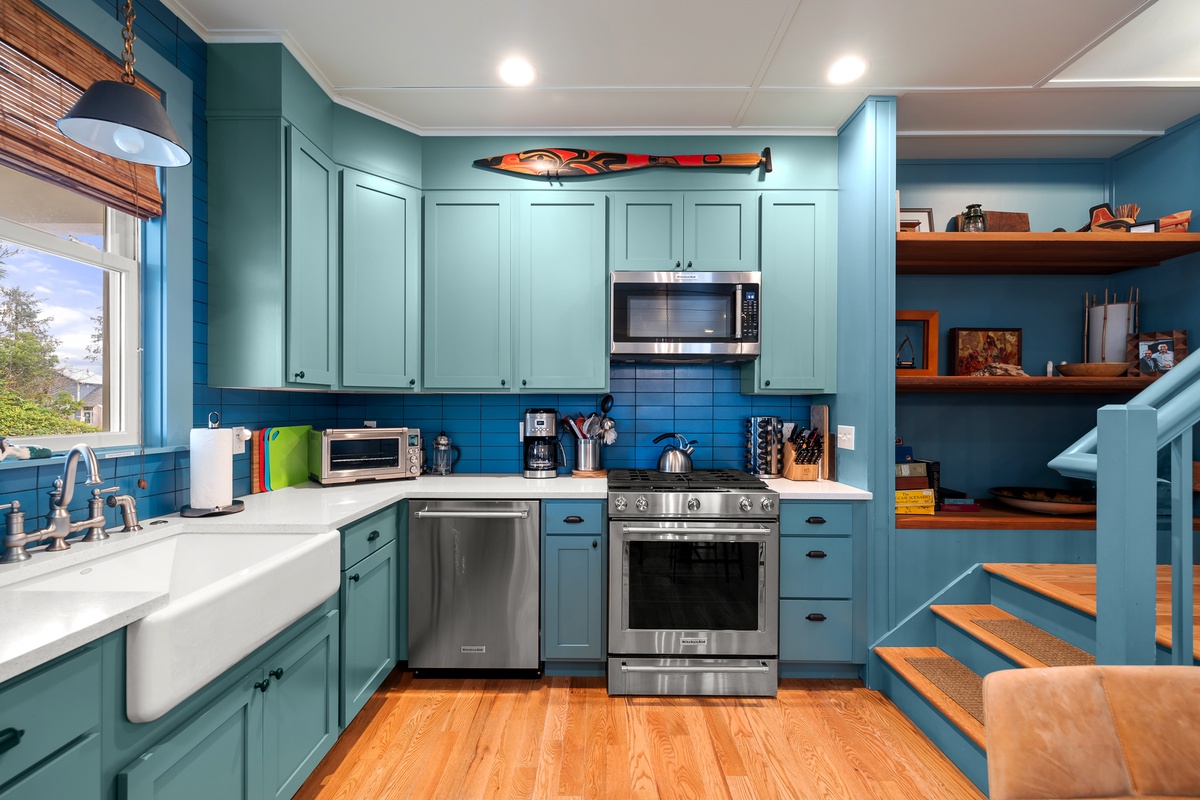 The fully equipped kitchen is designed for effortless meals