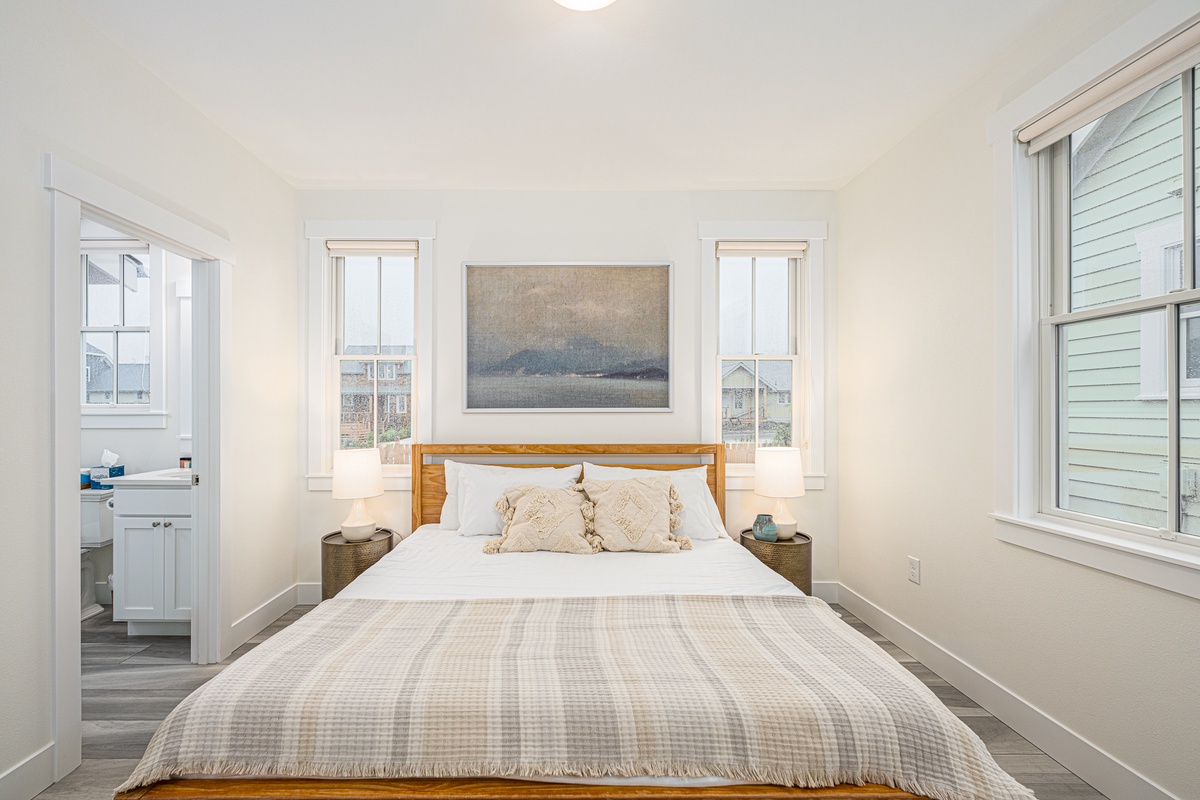 Primary king bedroom offers comfort and relaxation