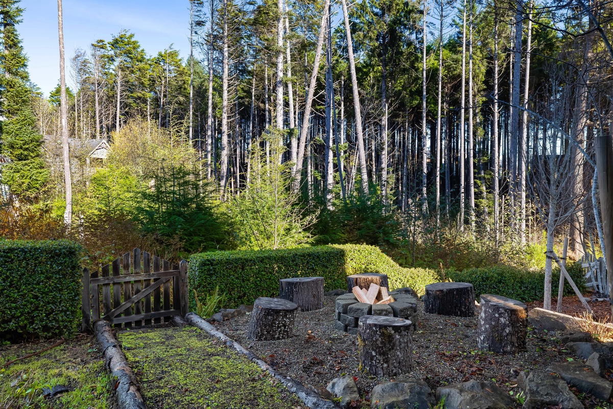 Backyard with firepit