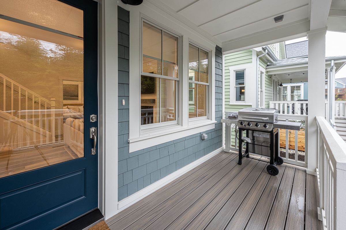 Grill dinner on the covered front porch