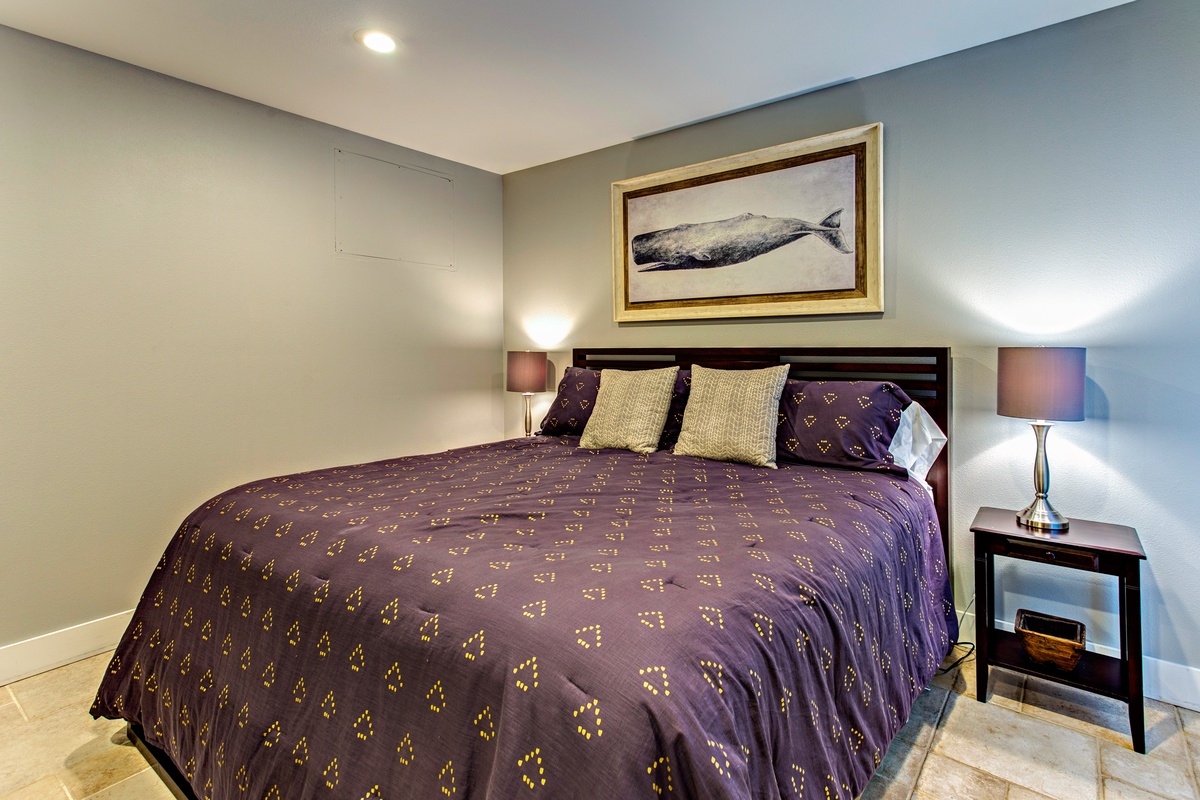 King primary suite in daylight basement offers comfort, style and relation for the perfect stay