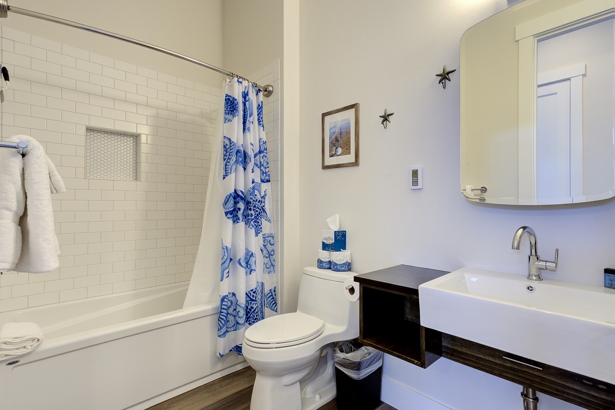 Spacious guest bathroom