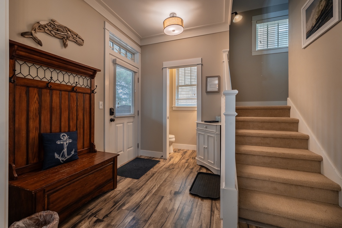 Entry way with half bath