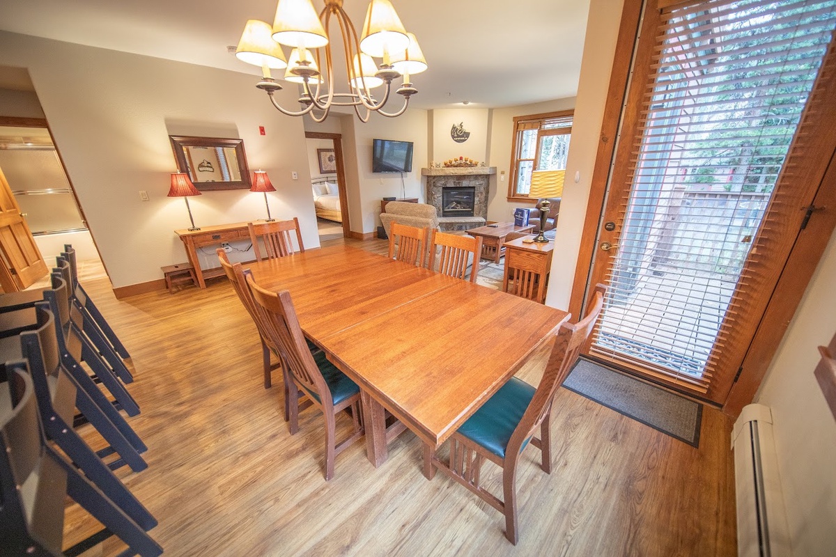 Large dining table and access to your private deck