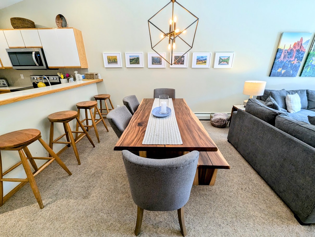 Dining area with bench seating
