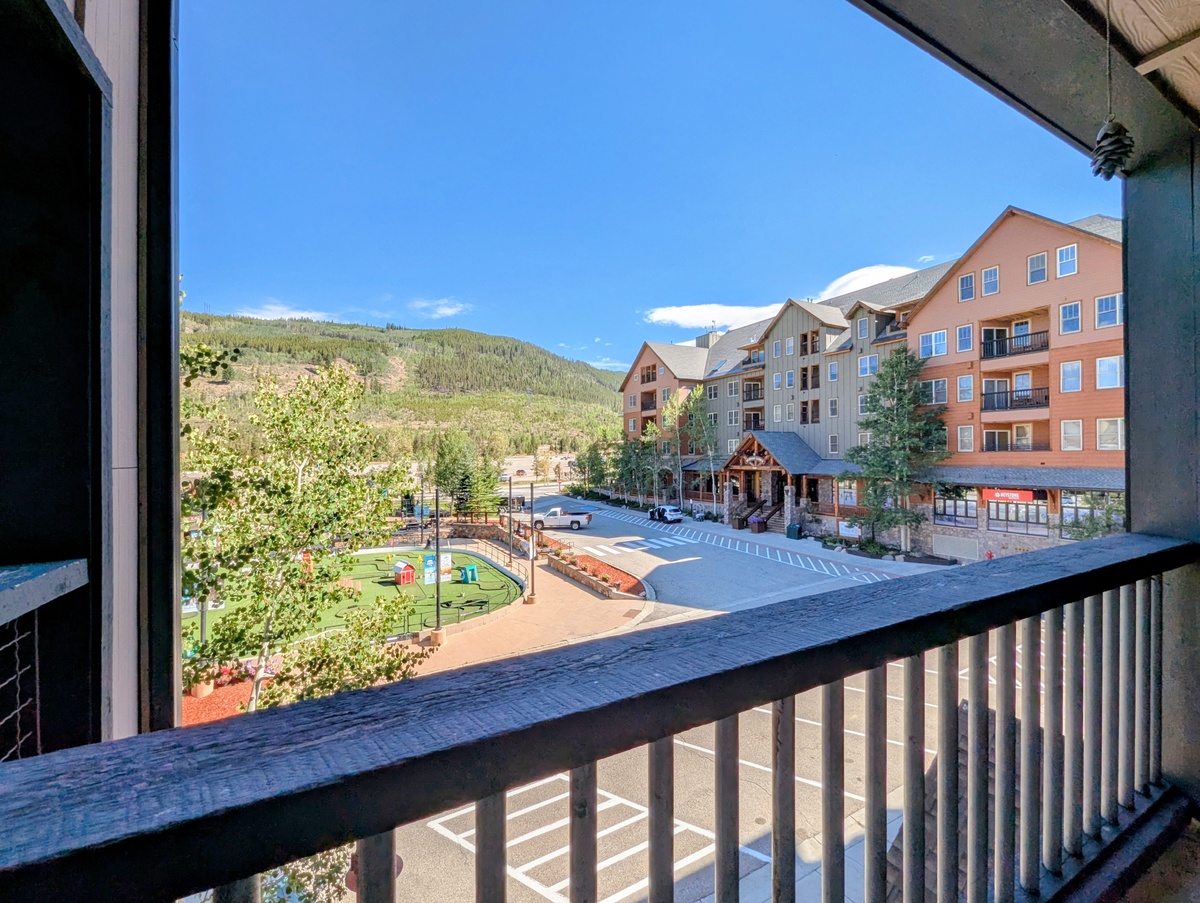 A private balcony overlooking a charming mountain village. A peaceful spot to start your morning or unwind after a day outdoors.