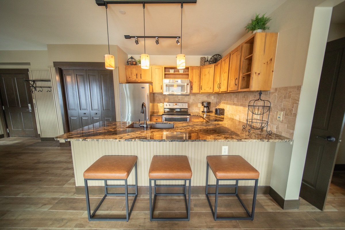 Beautiful kitchen with bar stool seating