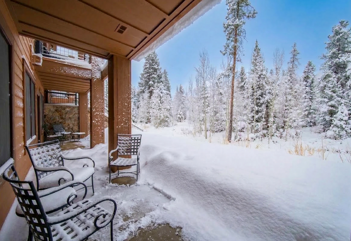 Step onto your private patio and breathe in the crisp mountain air while admiring the pristine winter wonderland stretching before you.