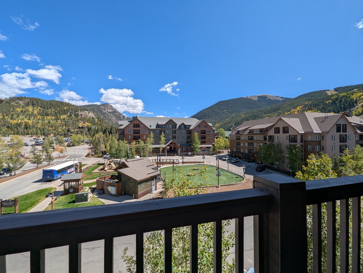 Private patio view overlooking Dercum Square
