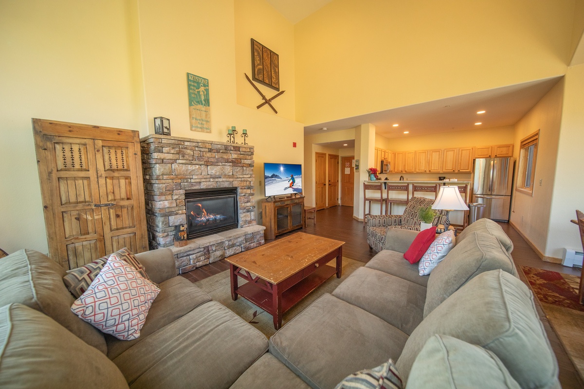 Comfortable living room with a fireplace