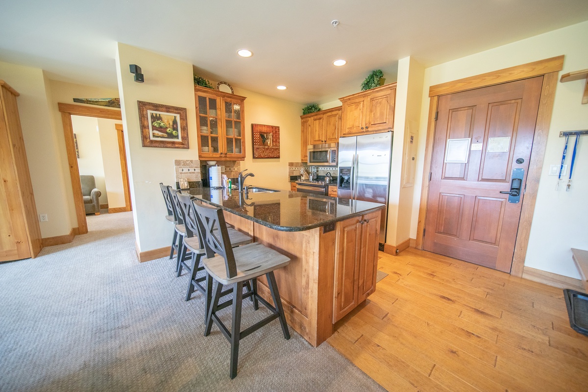 Bar stool seating at counter top