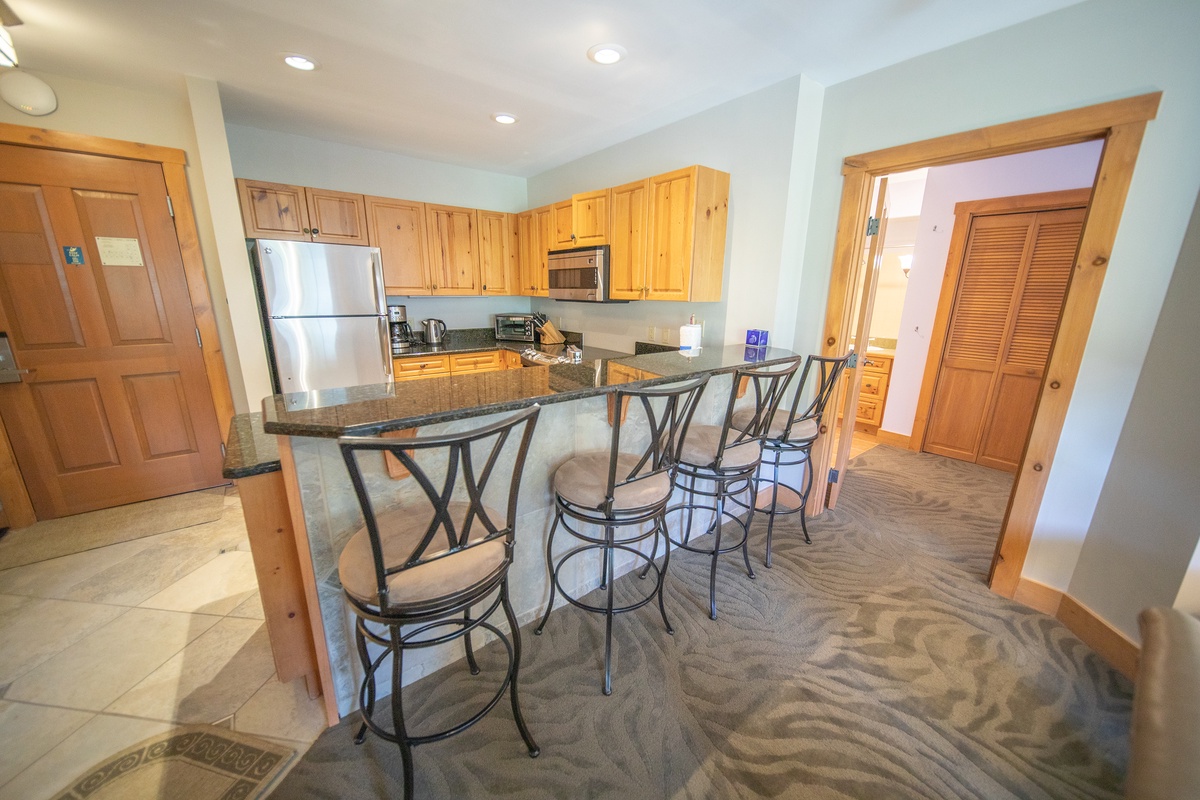 Bar stool seating at counter top