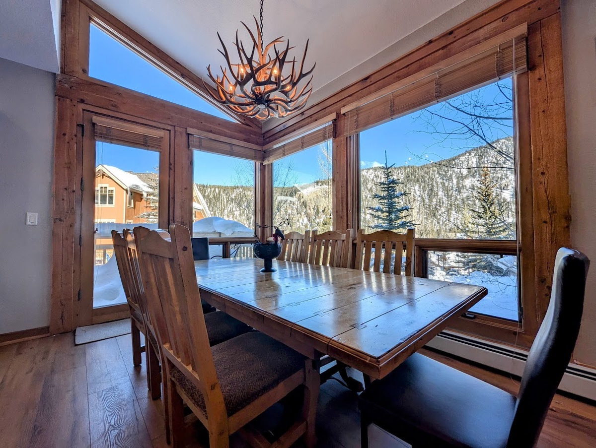Formal dining area with stunning mountain range views