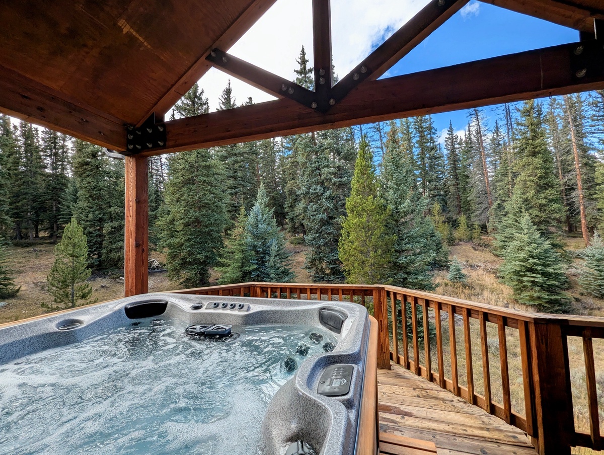 Upper Level Private Hot Tub with Forest Views