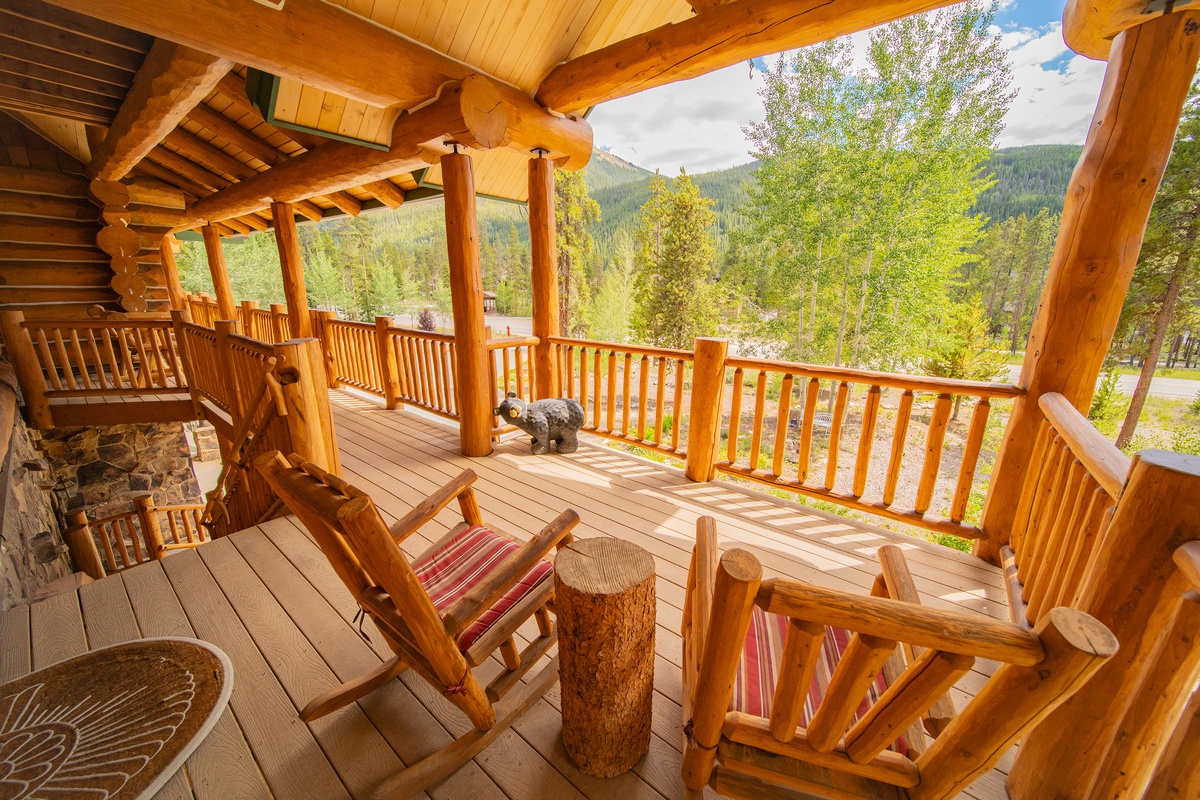 Spacious Deck with Seating and Views at the Front of the Lodge #summer