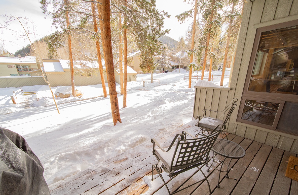 Private patio with snowy neighborhood views #winter