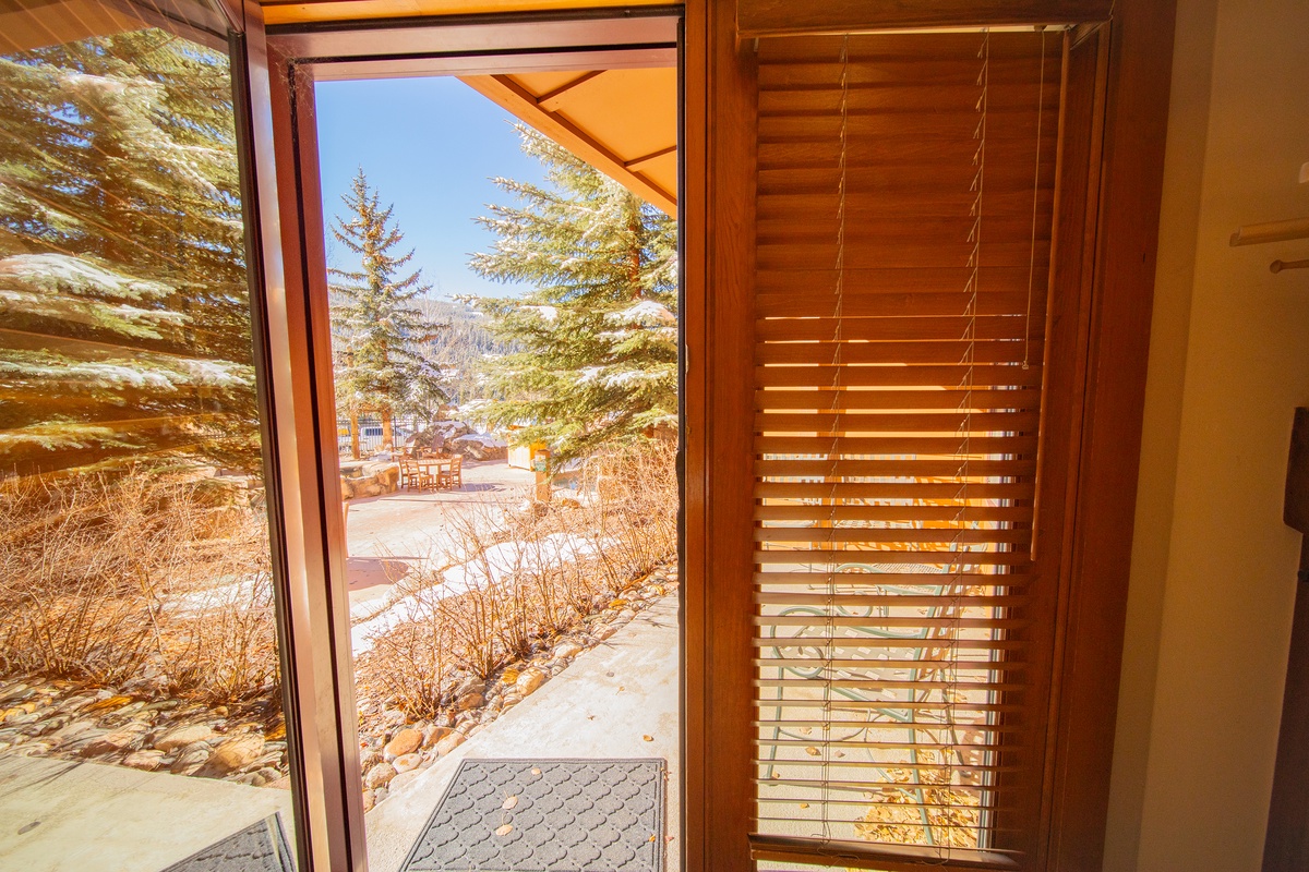 Ground floor patio leads to the Pool courtyard #winter