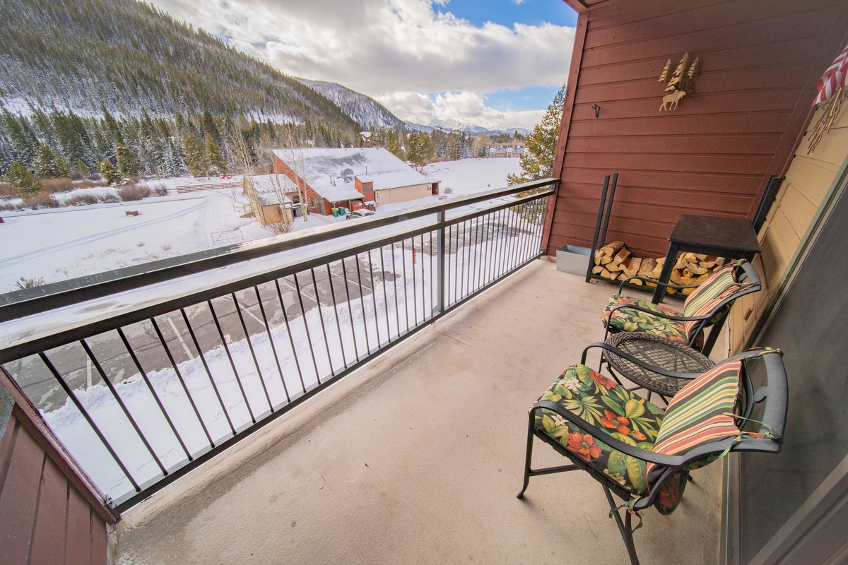 Private balcony with snowy mountain views! #winter