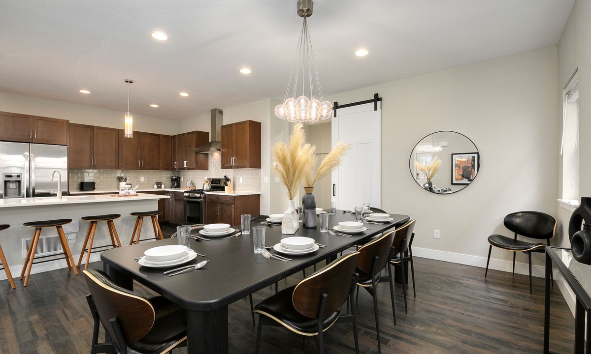 Kitchen and Dining Area w/ Fireplace | Comfortably seats 10!