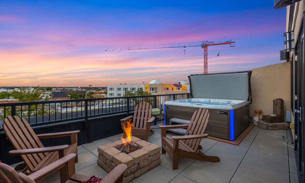 Rooftop Deck | Hot Tub and Firepit