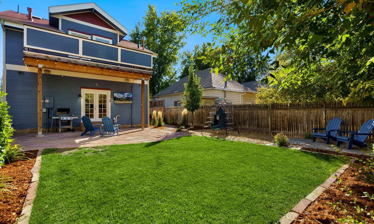 Spacious Backyard | Adirondack Chairs, Outdoor TV and BBQ Grill