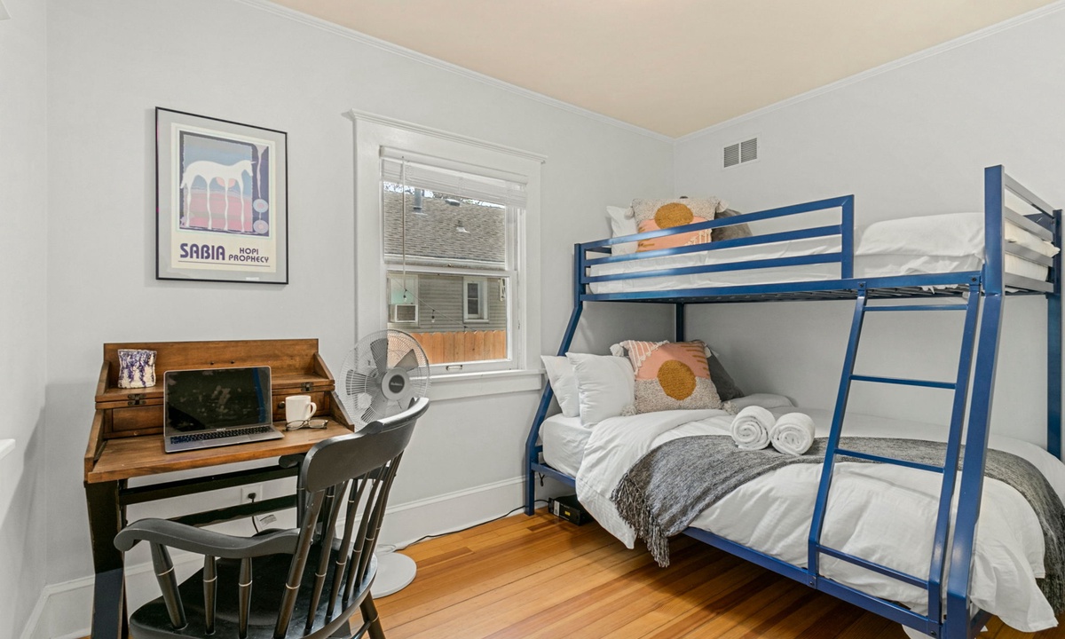 Bedroom 1 | Twin-over-Full Trundle Bed with Laptop-friendly Workspace