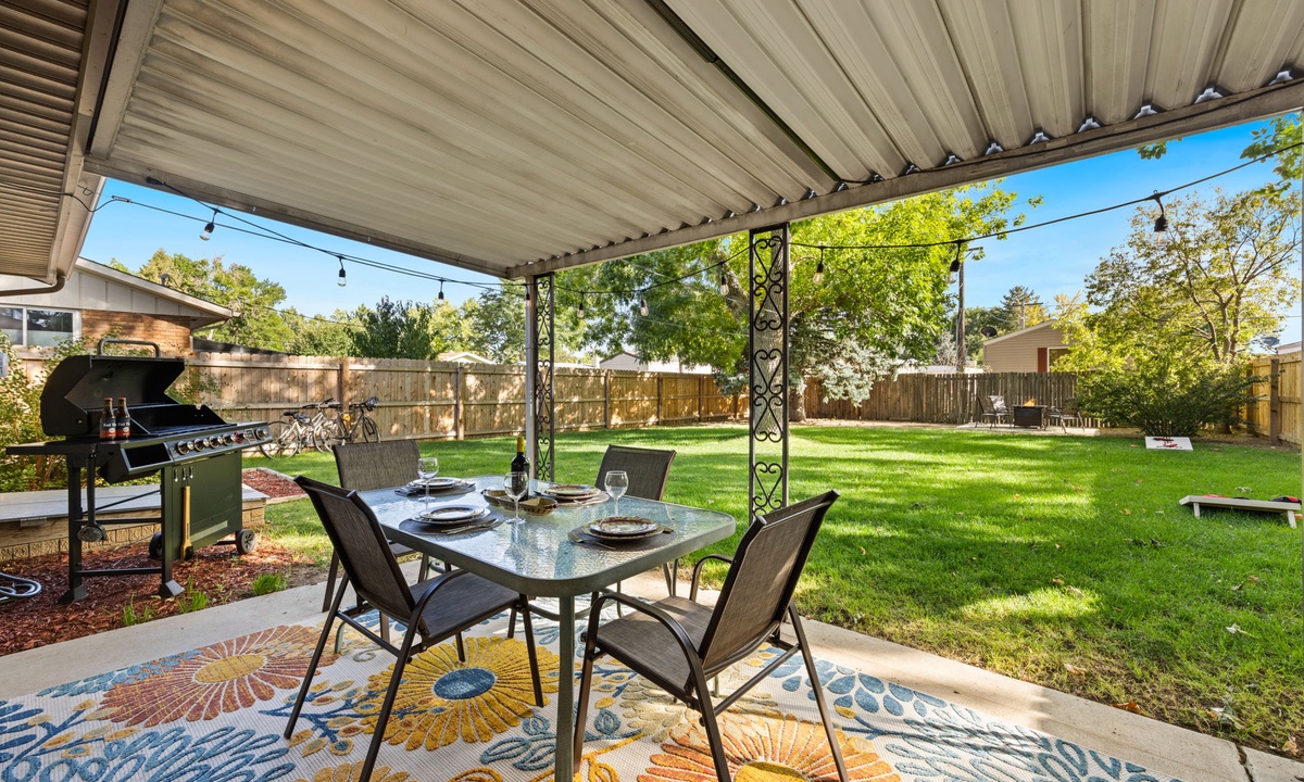 Covered Deck | Outdoor Dining Area and BBQ Grill