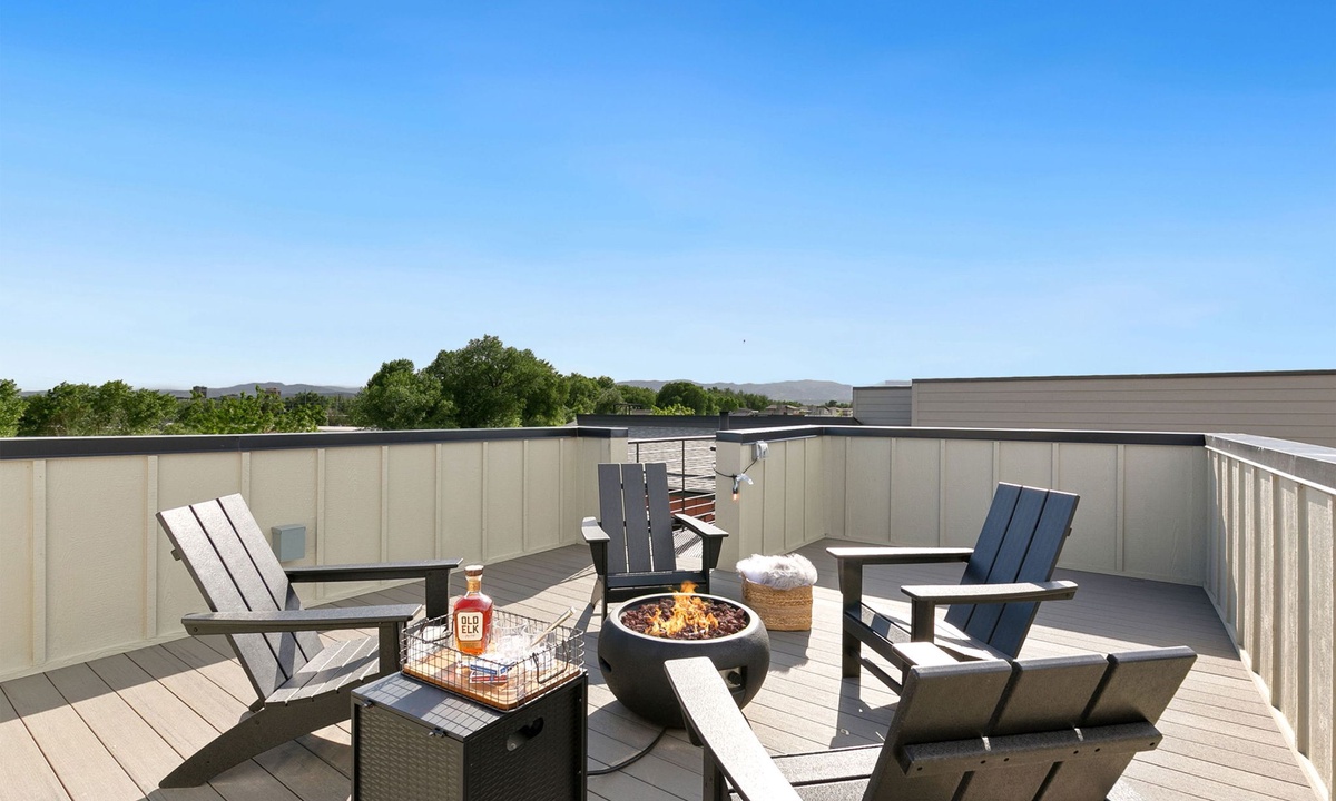Rooftop Deck | Beautiful Views of the Rocky Mountains and New Belgium!
